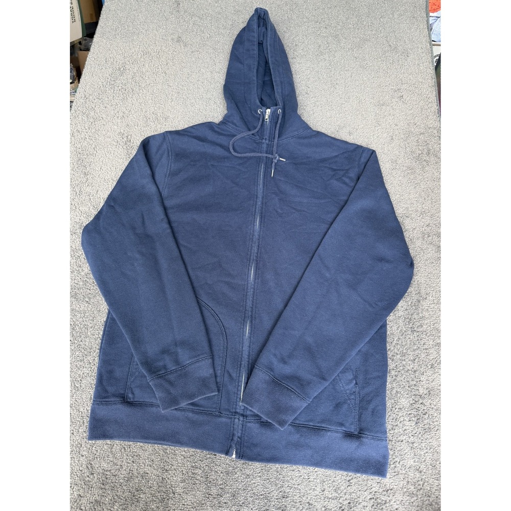 Old Navy Mens XL Navy Blue Fleece Full Zip Hoodie Pockets Long Sleeve Regular